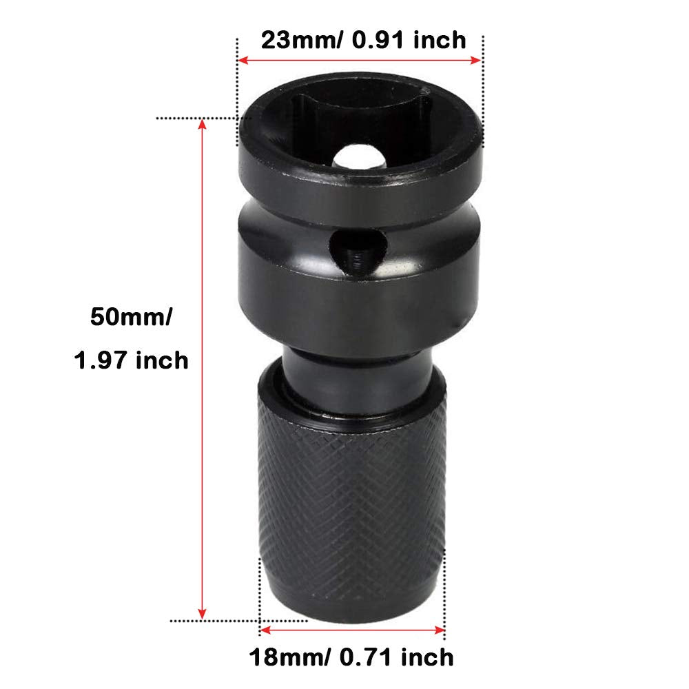 1/2 Inch Square Female to 1/4 Inch Hex Female Socket Adapter
