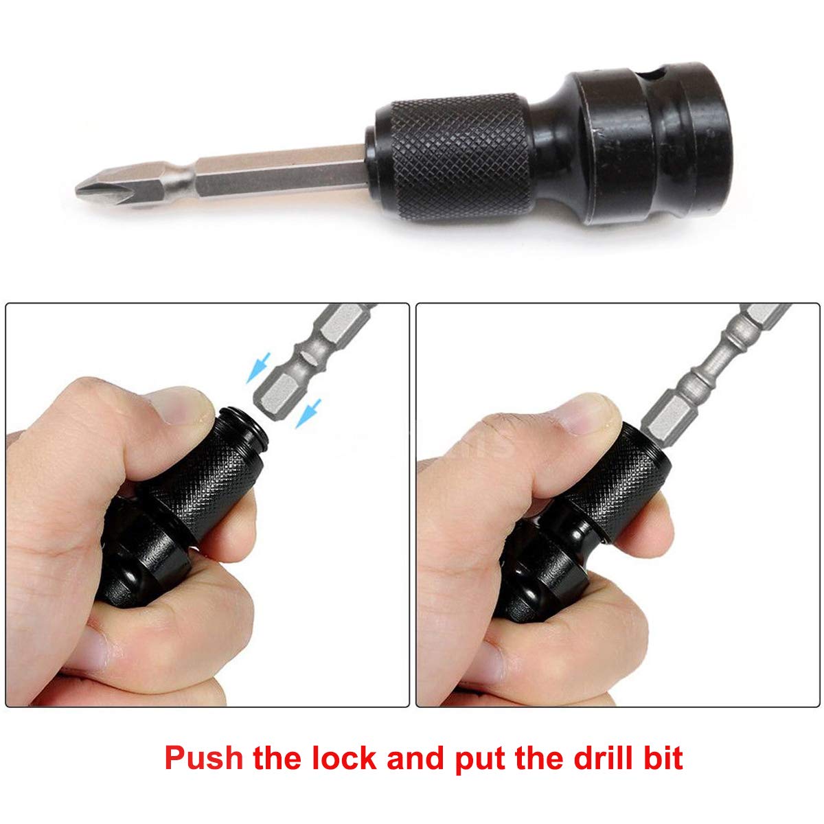 1/2 Inch Square Female to 1/4 Inch Hex Female Socket Adapter