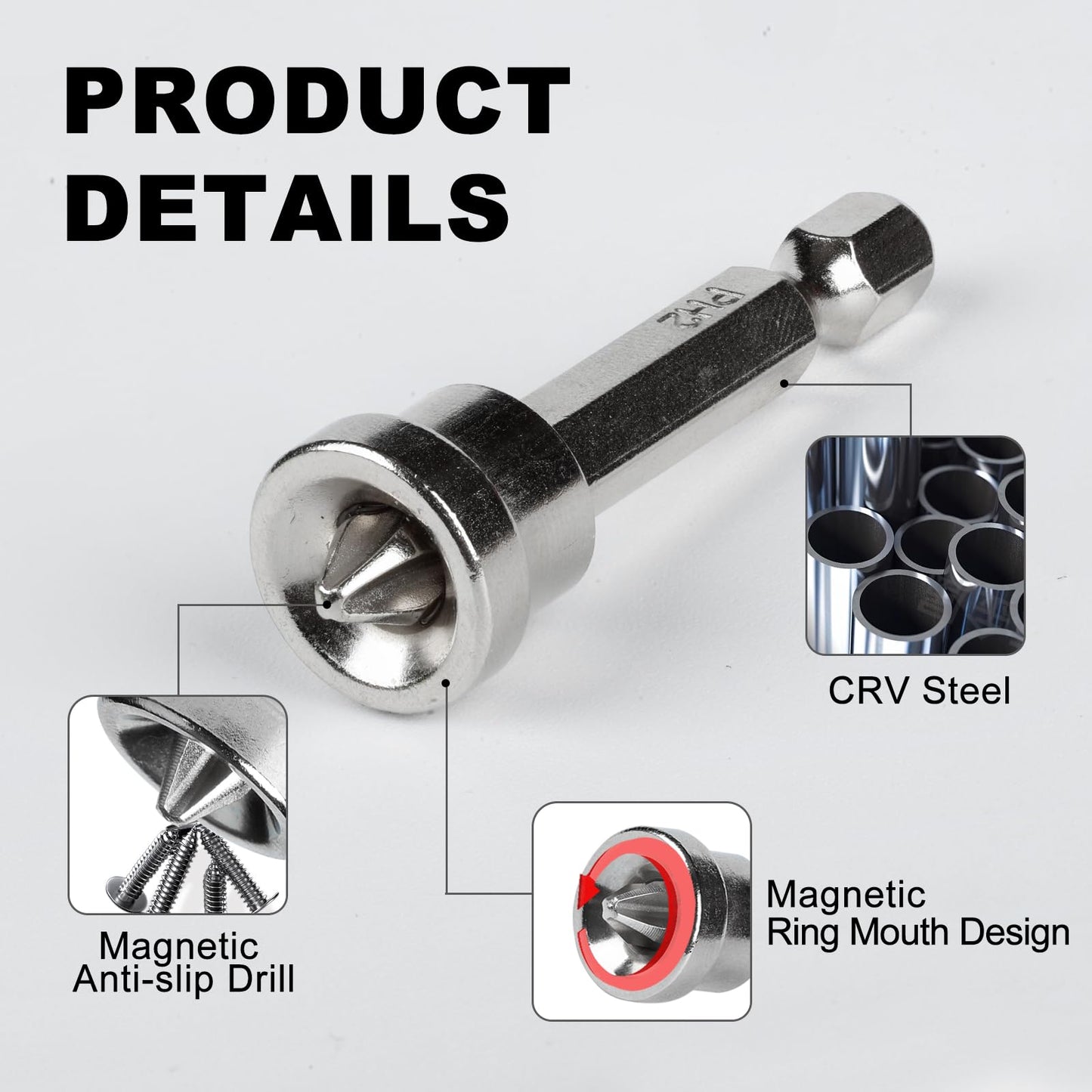 5Pcs Screwdriver Bits Set – Cr-V Steel PH2 Bits