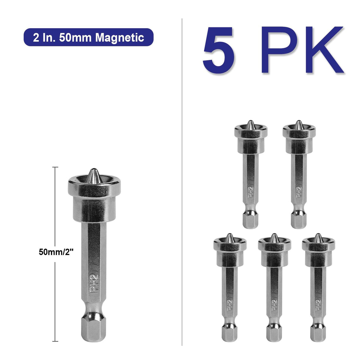 5Pcs Screwdriver Bits Set – Cr-V Steel PH2 Bits