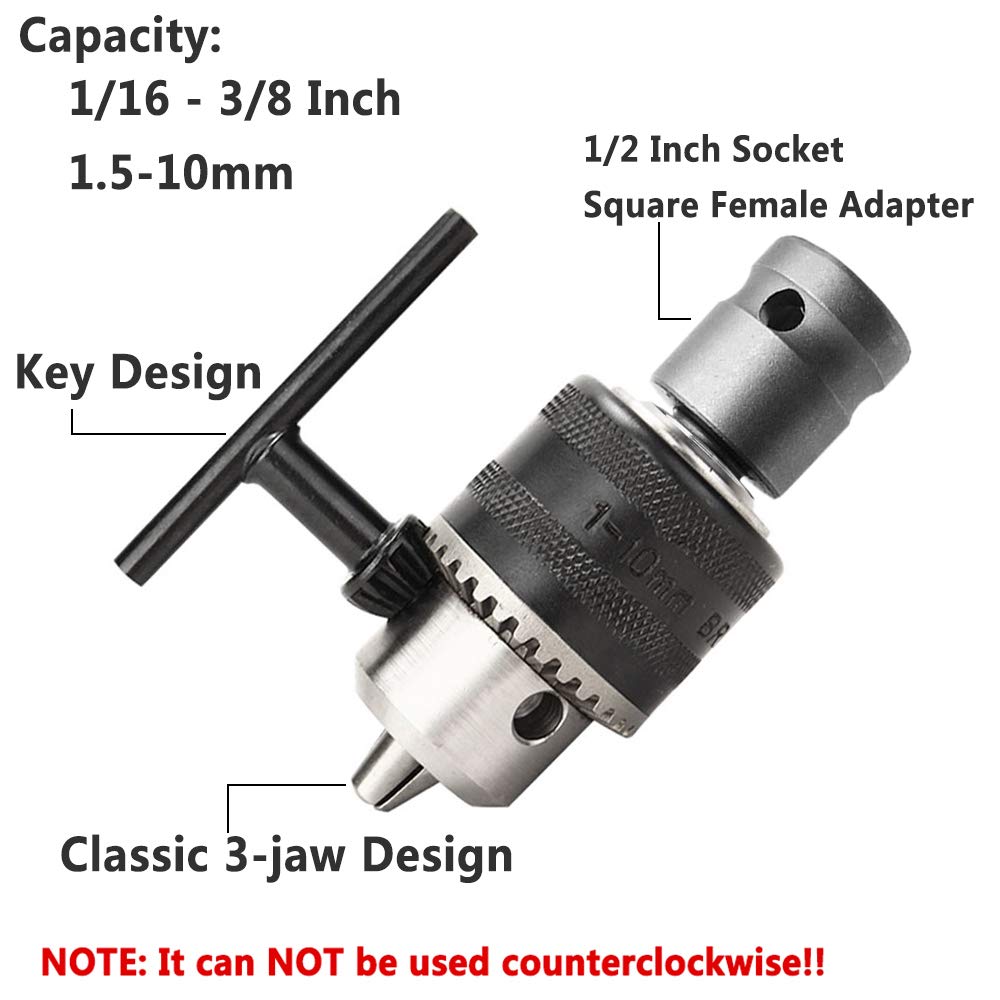1.5-10mm 1/16" - 3/8" Capacity Key Drill Chuck