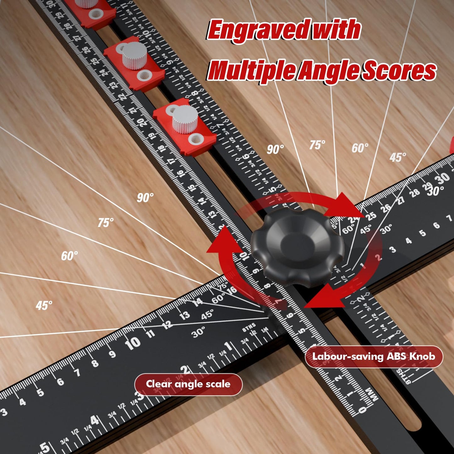 Adjustable 4-in-1 Drilling Positioning Ruler