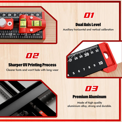 Adjustable 4-in-1 Drilling Positioning Ruler